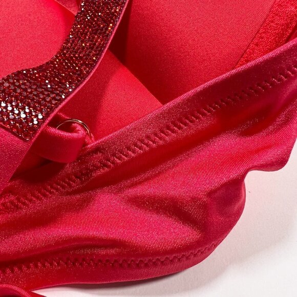 Victoria Secret 38D XL Bombshell Push Up Top Cheeky Bikini Set Shine Strap Pink - Picture 12 of 13